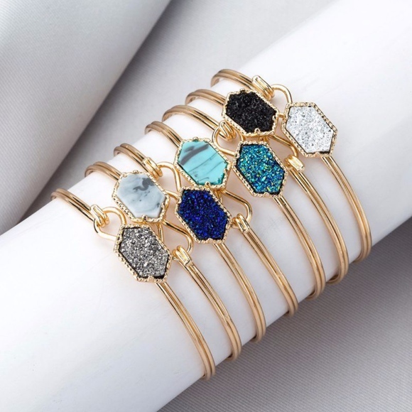 Jewelry - 'Colette' Hexagon Resin Druzy Bangle Bracelet